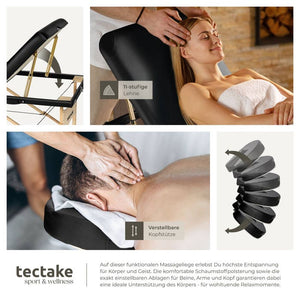 3 Zonen Massageliege schwarz