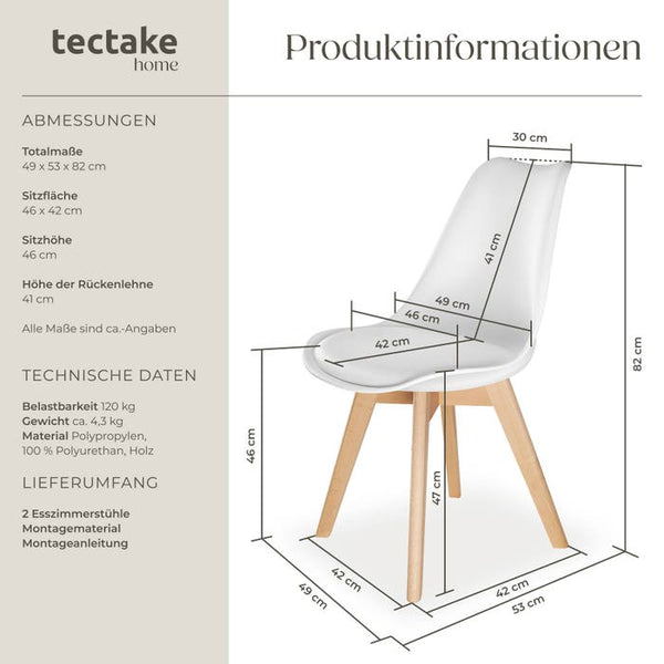 Set Esszimmerstuhl Frederikke weiss 6er Set