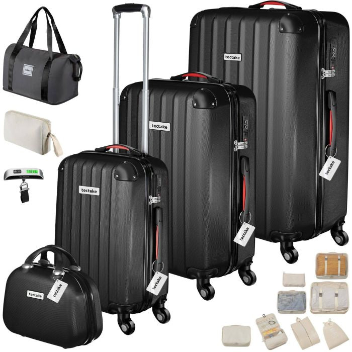 Hartschalenkoffer-Set Cleo schwarz mit Zubehör