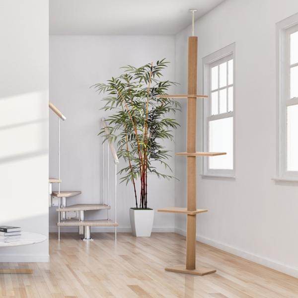 Kratzbaum Katzenbaum Kletterbaum Höhenverstellbar Hellbraun 43 x 27 x 228-260 cm