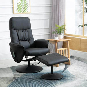 Relaxsessel mit Fusshocker Liegefunktion Massagesessel Kunstleder Schwarz