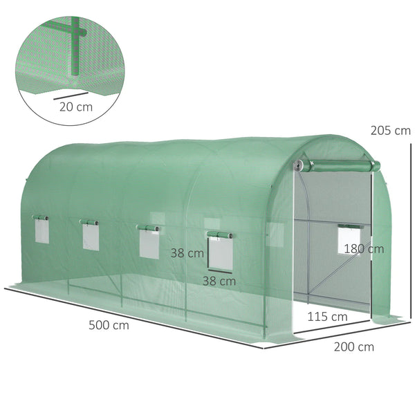 Gewächshaus 500x200x205cm Foliengewächshaus Tomatenhaus Tür mit Moskitonetz