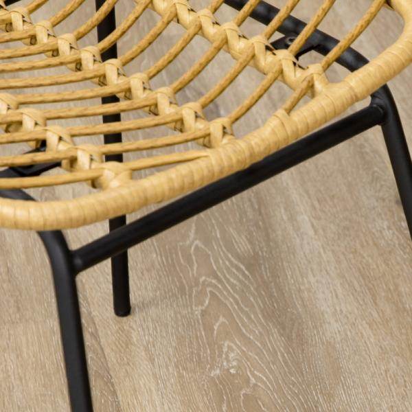 Boho Esszimmerstühle Set - 2er-Set Akzentstühle aus PE-Rattan Natur + Schwarz