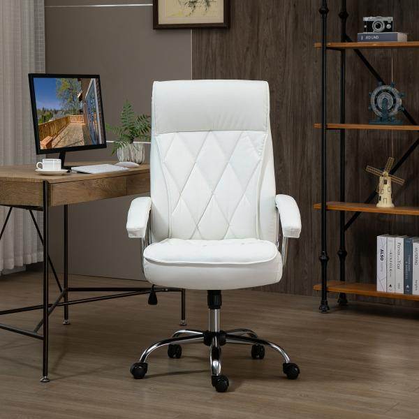 Bürostuhl Drehstuhl mit Wippenfunktion modern PU-Leder Weiss