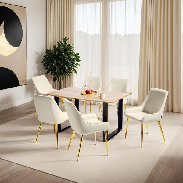 Polsterstuhl Avane, Samtoptik, Belastbarkeit 120 kg beige 6er Set