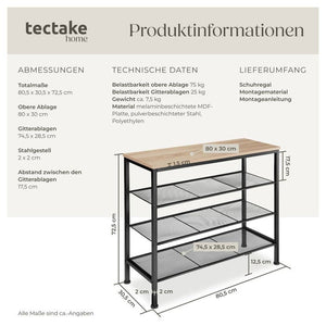 Schuhregal Newport Industrial Holz hell, Eiche Sonoma