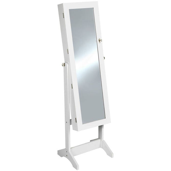Schmuckschrank mit Spiegel, hochkant weiss
