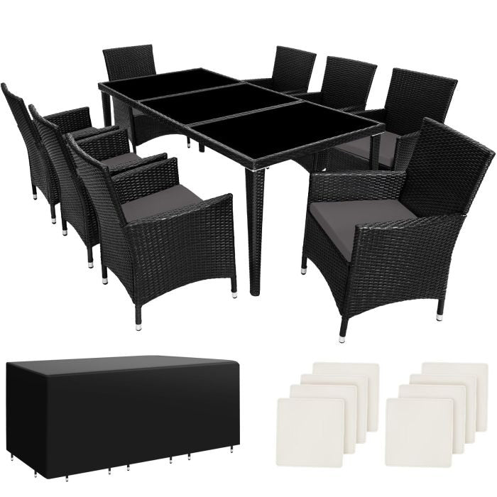 Aluminium Rattan Sitzgruppe Menorca schwarz
