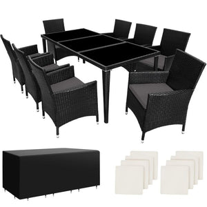 Aluminium Rattan Sitzgruppe Menorca schwarz