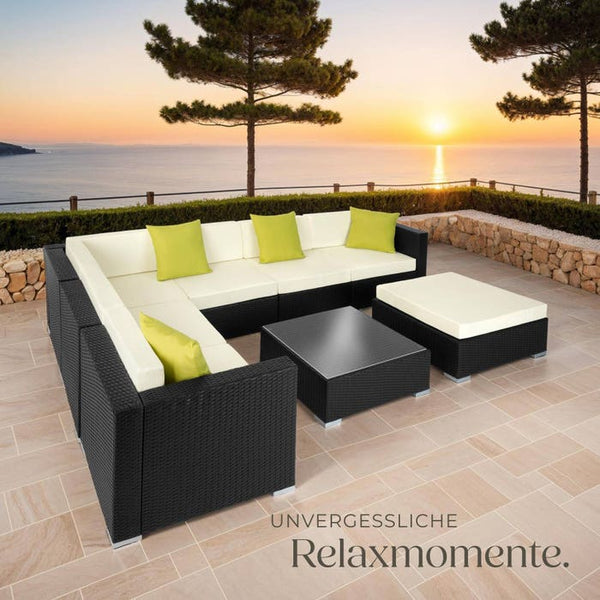 Rattan Loungeset Marbella - schwarz