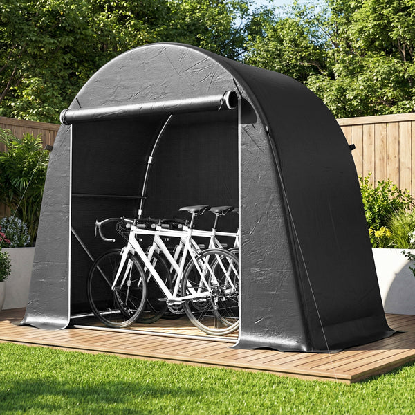 Gartenhaus Fahrradzelt tragbar mit Metallrahmen dunkelgrau