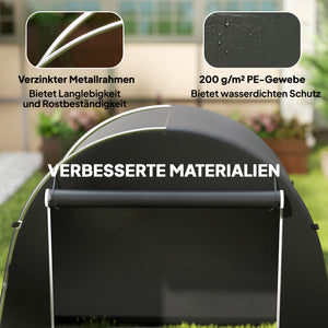 Gartenhaus Fahrradzelt tragbar mit Metallrahmen dunkelgrau
