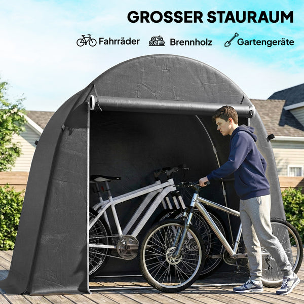 Gartenhaus Fahrradzelt tragbar mit Metallrahmen dunkelgrau
