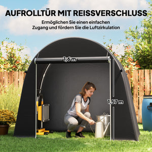 Gartenhaus Fahrradzelt tragbar mit Metallrahmen dunkelgrau