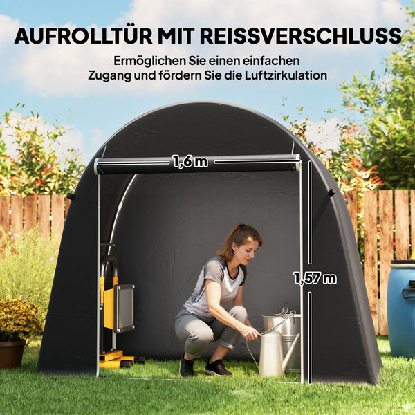 Gartenhaus Fahrradzelt tragbar mit Metallrahmen dunkelgrau