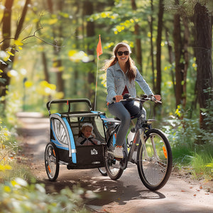 Fahrradanhänger 2-in-1 360° drehbar Blau-Schwarz