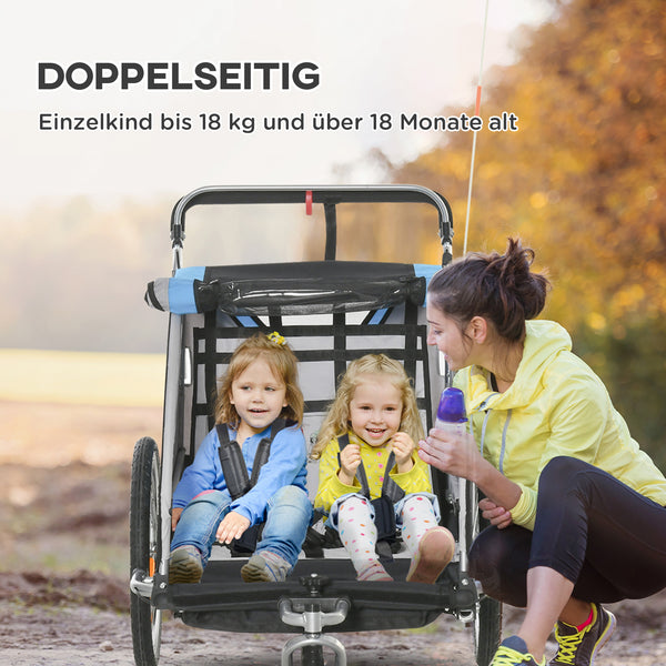 Fahrradanhänger 2-in-1 360° drehbar Blau-Schwarz