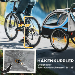 Fahrradanhänger 2-in-1 360° drehbar Blau-Schwarz