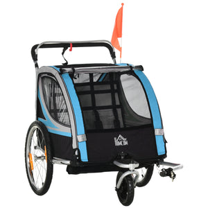 Fahrradanhänger 2-in-1 360° drehbar Blau-Schwarz