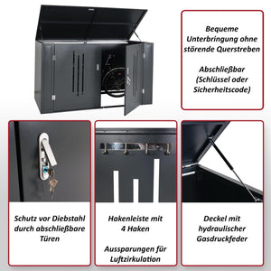 Abschliessbare Fahrradgarage Metall für 2 Räder. anthrazit