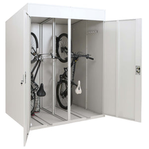 Abschliessbare Fahrradgarage für 2 Räder Metall hellgrau 213x158x125cm