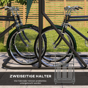 Fahrradständer wetterfest mit Halterung für 4 Fahrräder