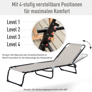Faltbare Sonnenliege 4-stufig verstellbar Beige