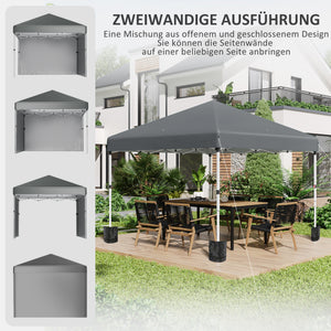 Faltpavillon 297x297m UV-Schutz Stahl Dunkelgrau