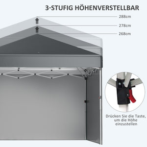 Faltpavillon 297x297m UV-Schutz Stahl Dunkelgrau