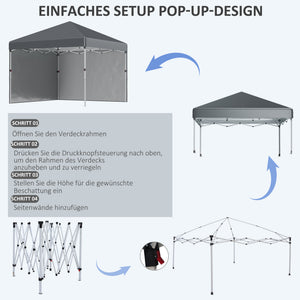 Faltpavillon 297x297m UV-Schutz Stahl Dunkelgrau