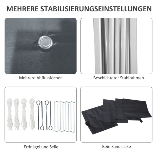 Faltpavillon 297x297m UV-Schutz Stahl Dunkelgrau