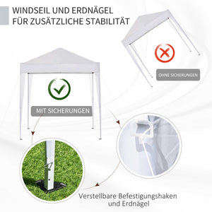 Faltpavillon 2x2m mit 4 Seitenwänden Weiss