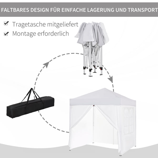 Faltpavillon 2x2m mit 4 Seitenwänden Weiss