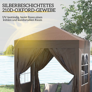 Faltpavillon 2x2m mit Seitenwänden & Fenstern Weiss