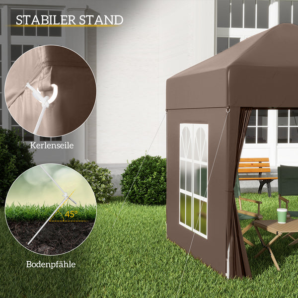 Faltpavillon 2x2m mit Seitenwänden & Fenstern Weiss