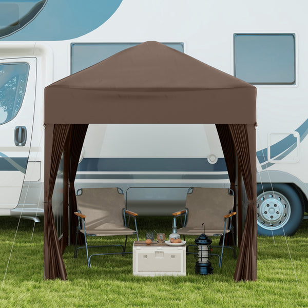 Faltpavillon 2x2m mit Seitenwänden & Fenstern Weiss