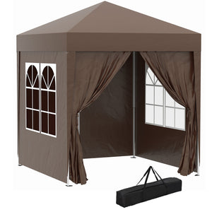 Faltpavillon 2x2m mit Seitenwänden & Fenstern Weiss