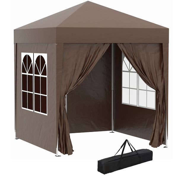 Faltpavillon 2x2m mit Seitenwänden & Fenstern Weiss