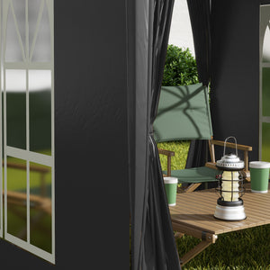Faltpavillon 2x2m mit Seitenwänden & UV-Schutz Schwarz