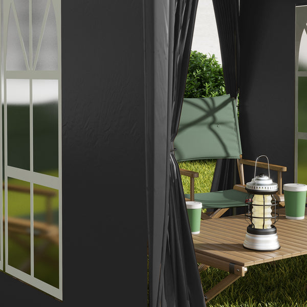 Faltpavillon 2x2m mit Seitenwänden & UV-Schutz Schwarz
