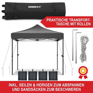Faltpavillon 3x3m Popup Pavillon Pergola Grau