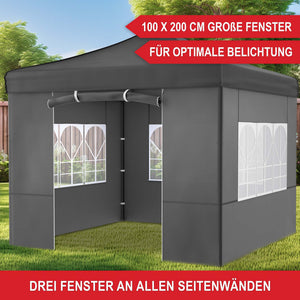 Faltpavillon 3x3m Popup Pavillon Pergola Grau