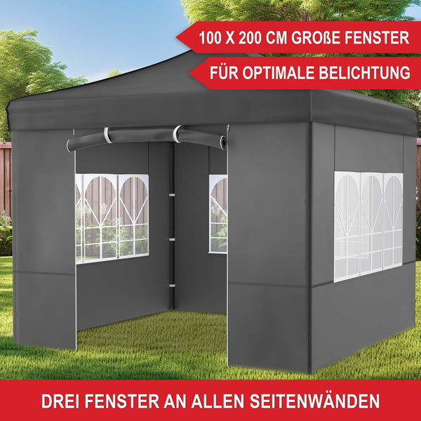 Faltpavillon 3x3m Popup Pavillon Pergola Grau