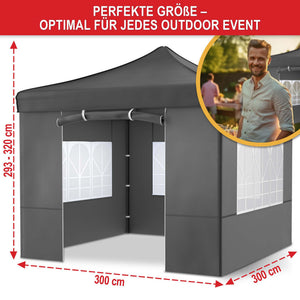 Faltpavillon 3x3m Popup Pavillon Pergola Grau
