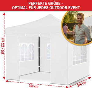 Faltpavillon 3x3m Popup Pavillon Pergola Weiss