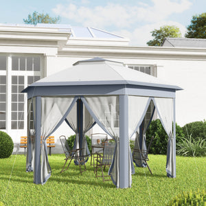 Faltpavillon 4x4m Pop-Up-Zelt Doppeldach Grau