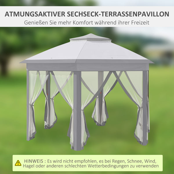 Faltpavillon 4x4m Pop-Up-Zelt Doppeldach Grau