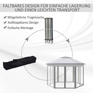 Faltpavillon 4x4m Pop-Up-Zelt Doppeldach Grau