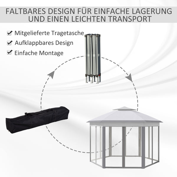 Faltpavillon 4x4m Pop-Up-Zelt Doppeldach Grau