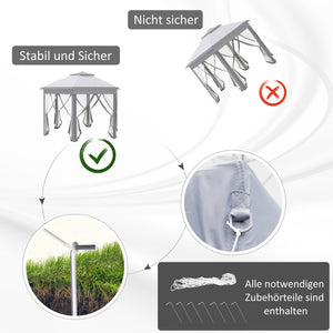 Faltpavillon 4x4m Pop-Up-Zelt Doppeldach Grau